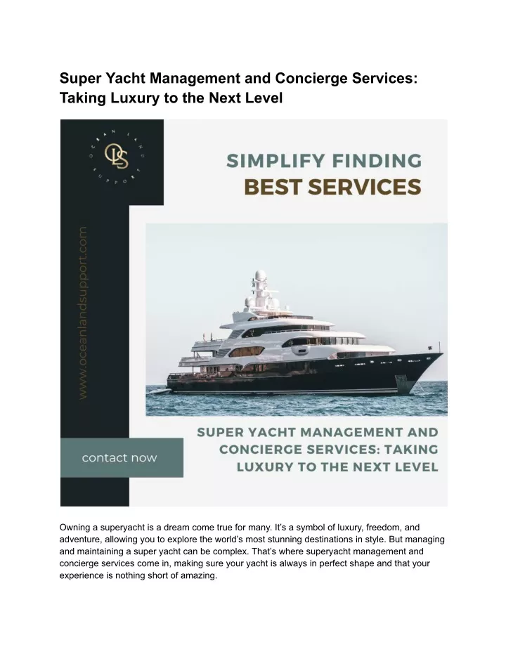 super yacht management and concierge services