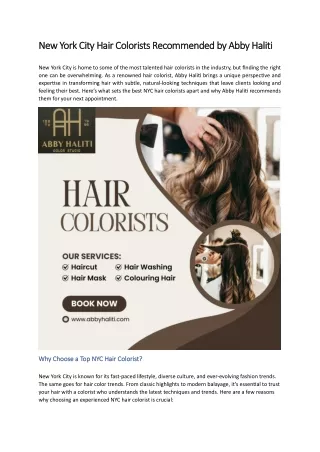 New York City Hair Colorists Recommended by Abby Haliti