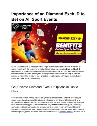 Importance of an Diamond Exch ID to Bet on All Sport Events