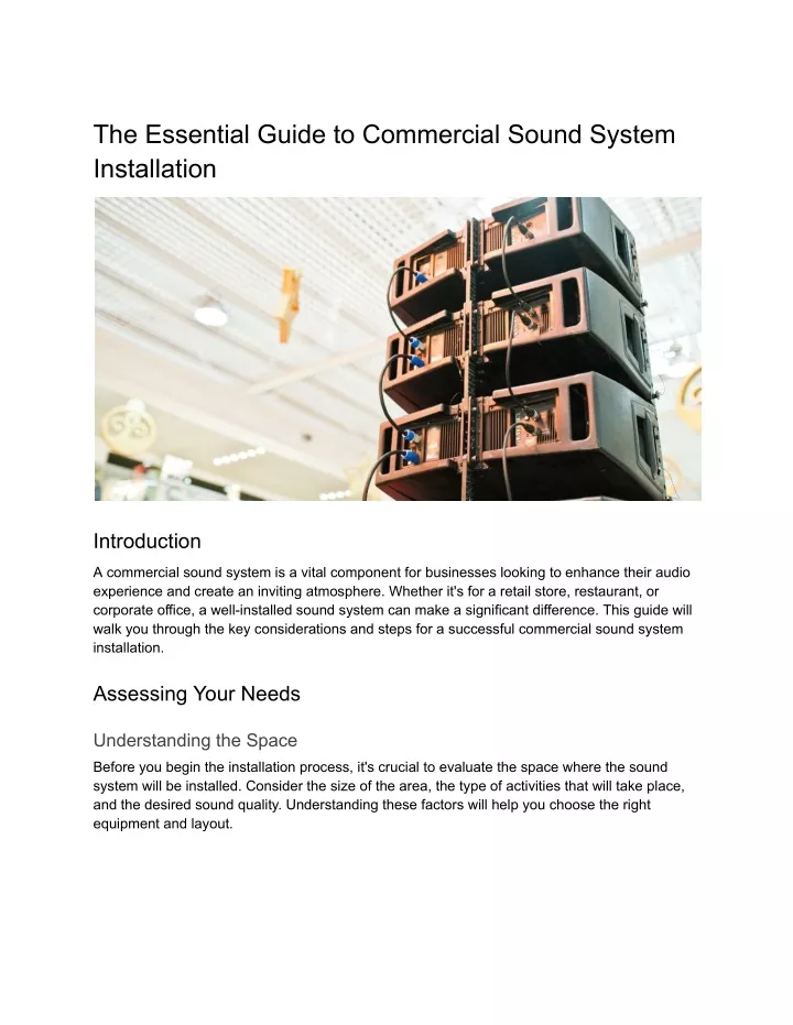 the essential guide to commercial sound system