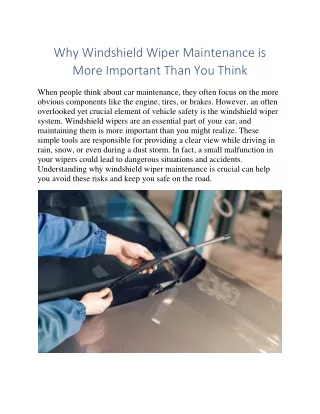 Why Windshield Wiper Maintenance is More Important Than You Think