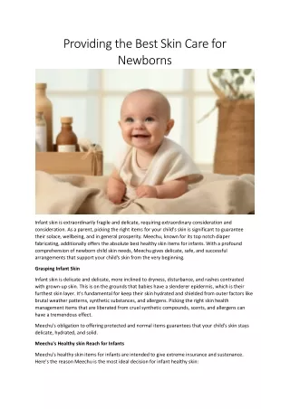 Meechu: The Best Skin Care for Newborns