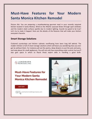 Must-Have Features for Your Modern Santa Monica Kitchen Remodel