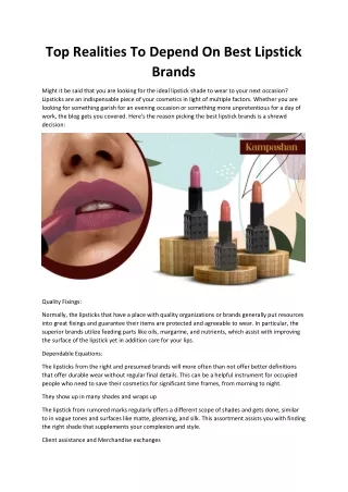 Top Realities To Depend On Best Lipstick Brands