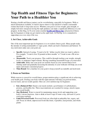 Top Health and Fitness Tips for Beginners