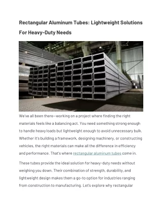 Rectangular Aluminum Tubes Lightweight Solutions For Heavy-Duty Needs