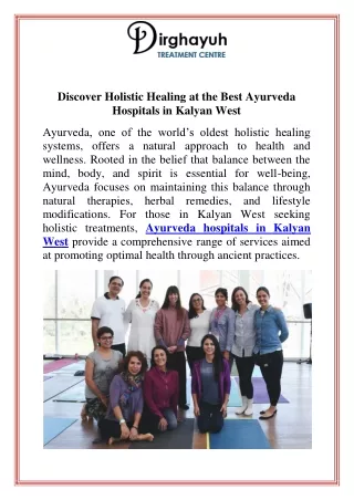 Discover Holistic Healing at the Best Ayurveda Hospitals in Kalyan West