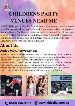 Childrens Party Venues Near Me | KidZalia