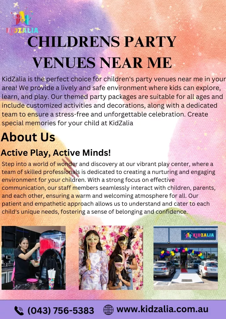 childrens party venues near me kidzalia