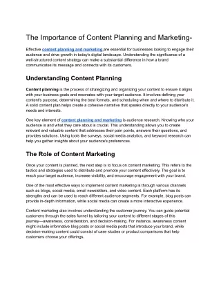 the importance of content planning and marketing