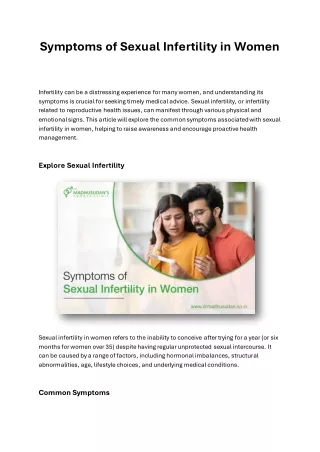 Recognizing the Signs of Female Infertility
