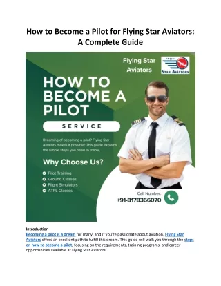 Step by Step Guide to Becoming a Pilot with Flying Star Aviators