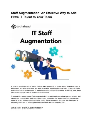 staff augmentation an effective way to add extra