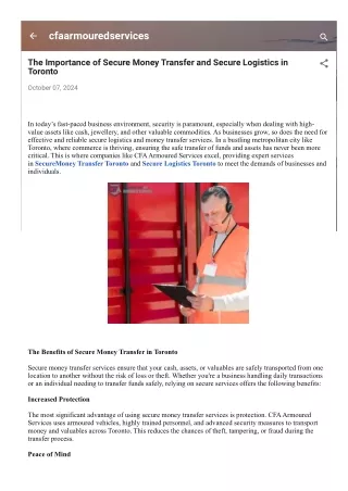 The Importance of Secure Money Transfer and Secure Logistics in Toronto