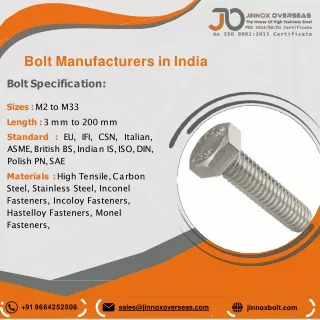 Bolt | Fasteners | Hex Bolt | Allen Cap Bolt-Jinnox Bolt