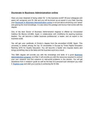Doctorate in Business Administration online