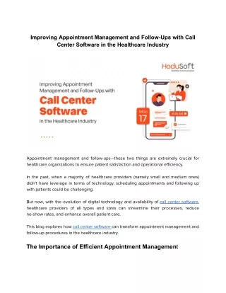 HoduSoft-Web 2.0-Improving Appointment Management and Follow-Ups with Call Center Software in the Healthcare Industry