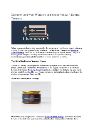 discover the sweet wonders of yemeni honey
