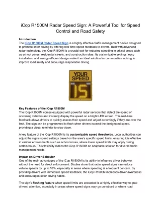 icop r1500m radar speed sign a powerful tool