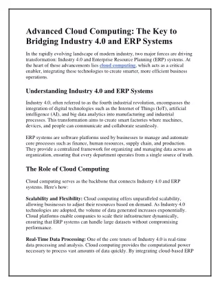 Advanced Cloud Computing: The Key to Bridging Industry 4.0 and ERP Systems