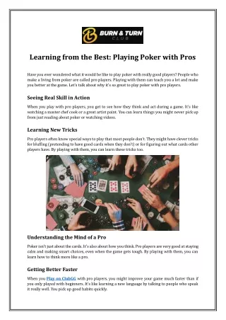 Learning from the Best: Playing Poker with Pros