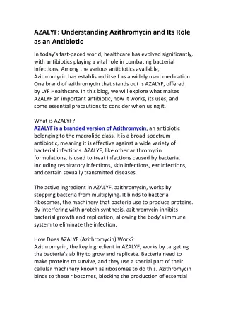 AZALYF: The Power of Azithromycin for Treating Bacterial Infections | LYF Health