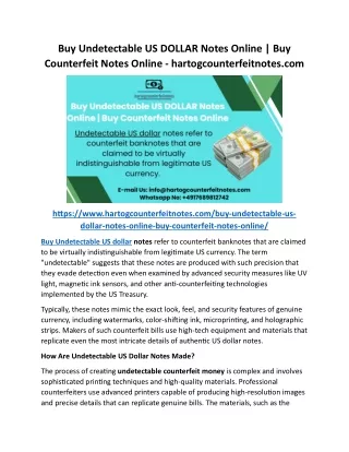 Buy Undetectable US DOLLAR Notes Online  - hartogcounterfeitnotes