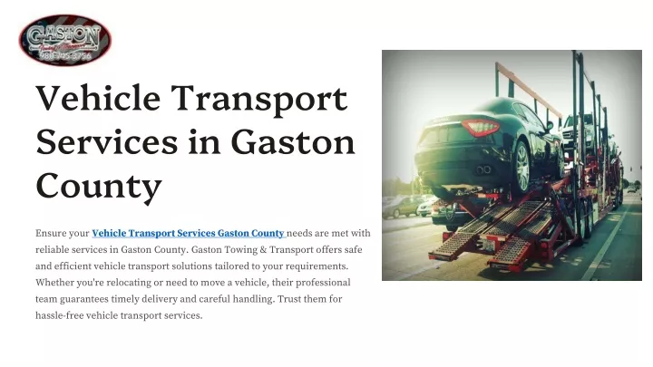 vehicle transport services in gaston county