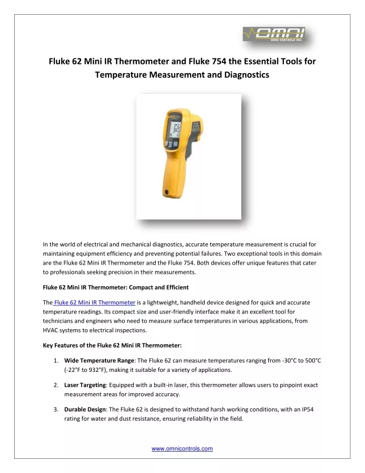 fluke 62 mini ir thermometer and fluke