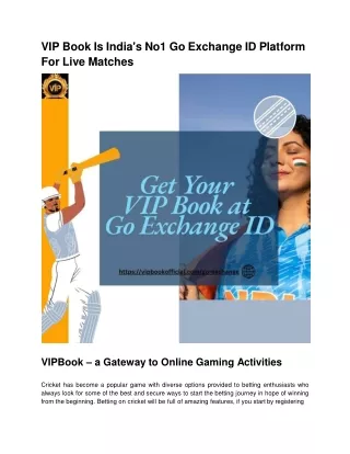 VIP Book Is India's No1 Go Exchange ID Platform For Live Matches