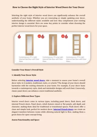 How to Choose the Right Style of Interior Wood Doors for Your Decor