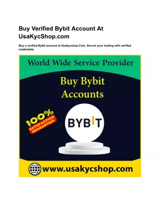 Buy Verified Bybit Account At UsaKycShop