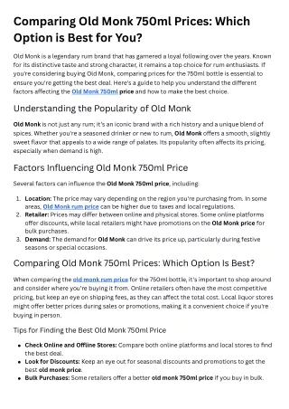 comparing old monk 750ml prices which option