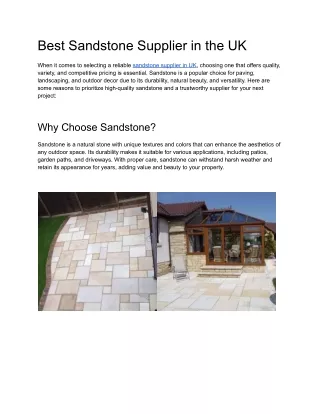 Best Sandstone Supplier in the UK