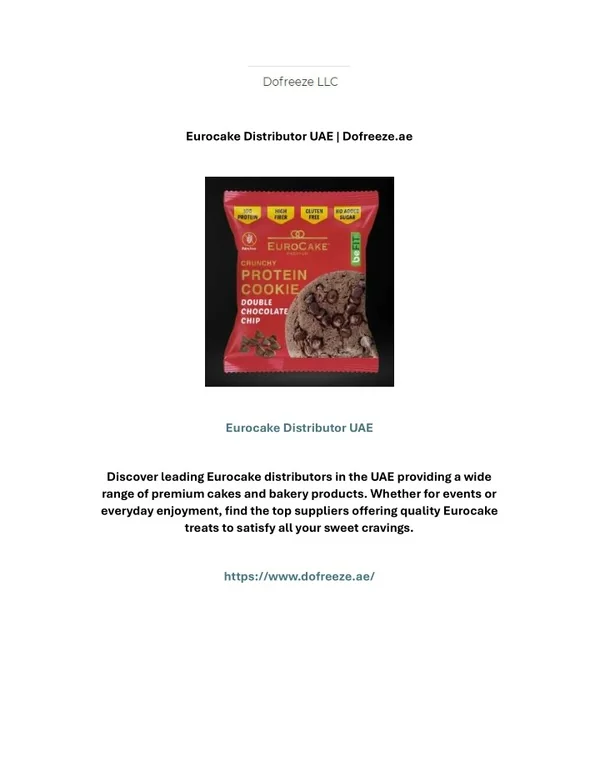 Eurocake Distributor UAE | Dofreeze.ae