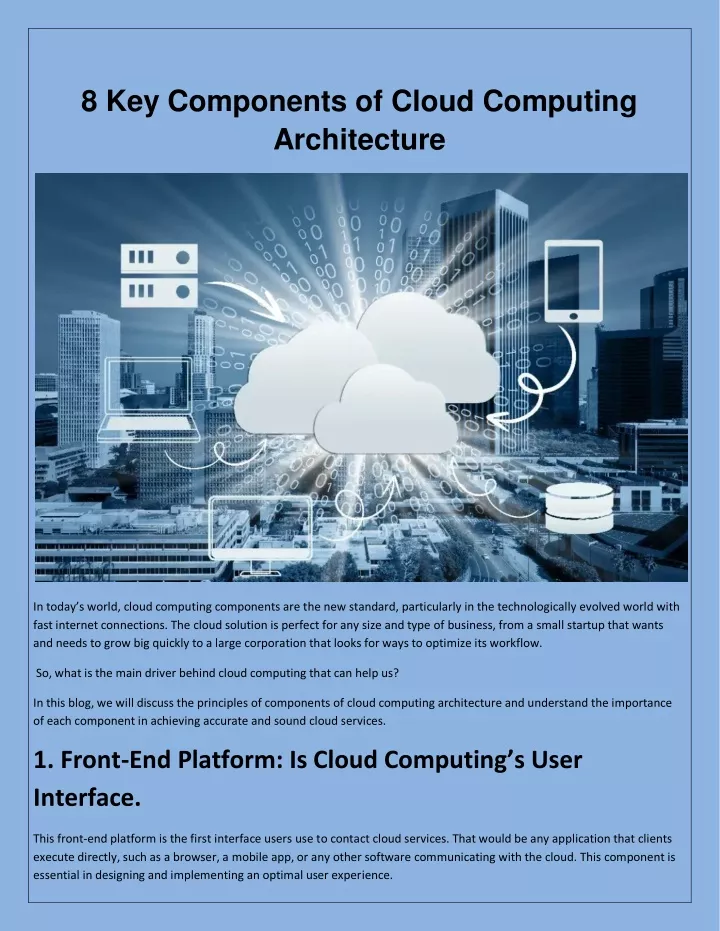 8 key components of cloud computing architecture