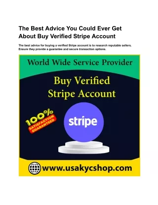 The Best Advice You Could Ever Get About Buy Verified Stripe Account