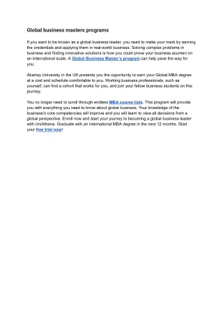 Global business masters programs
