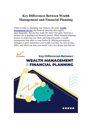 Key Differences Between Wealth Management and Financial Planning