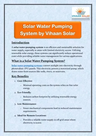 solar water pumping system by Vihaan Solar