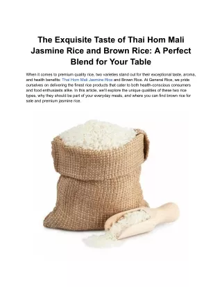 Authentic Thai Glutinous Rice – Perfect for Traditional Dishes