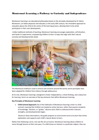 montessori learning a pathway to curiosity