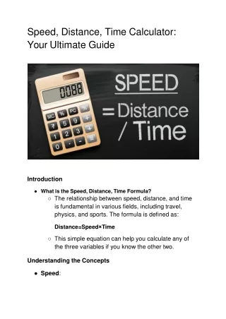 Speed, Distance, Time Calculator_ Your Ultimate Guide