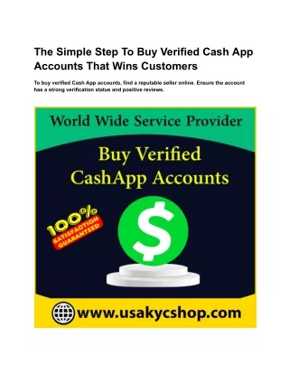 The Simple Step To Buy Verified Cash App Accounts That Wins Customers