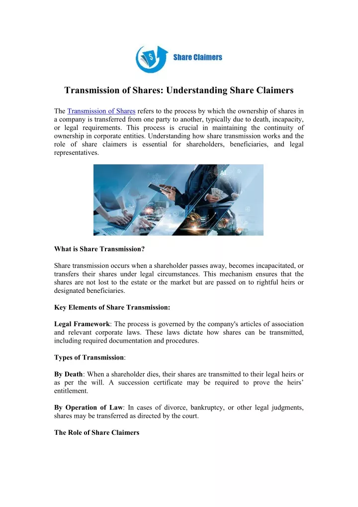 transmission of shares understanding share