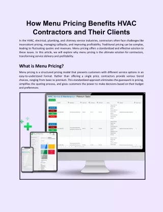 How Menu Pricing Benefits HVAC Contractors and Their Clients