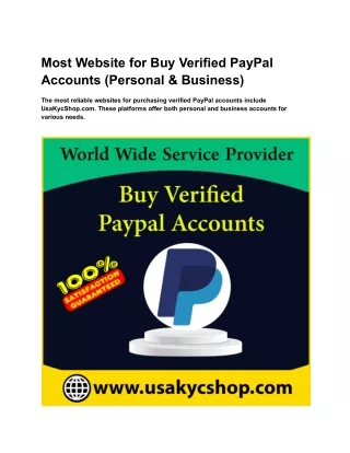 Most Website for Buy Verified PayPal Accounts (Personal & Business)