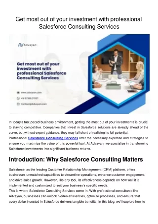 Get most out of your investment with professional Salesforce Consulting Services