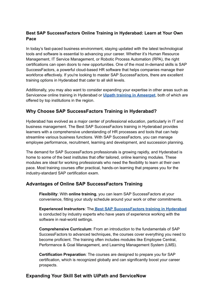 best sap successfactors online training