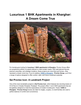 Luxurious 1 BHK Apartments in Kharghar_ A Dream Come True